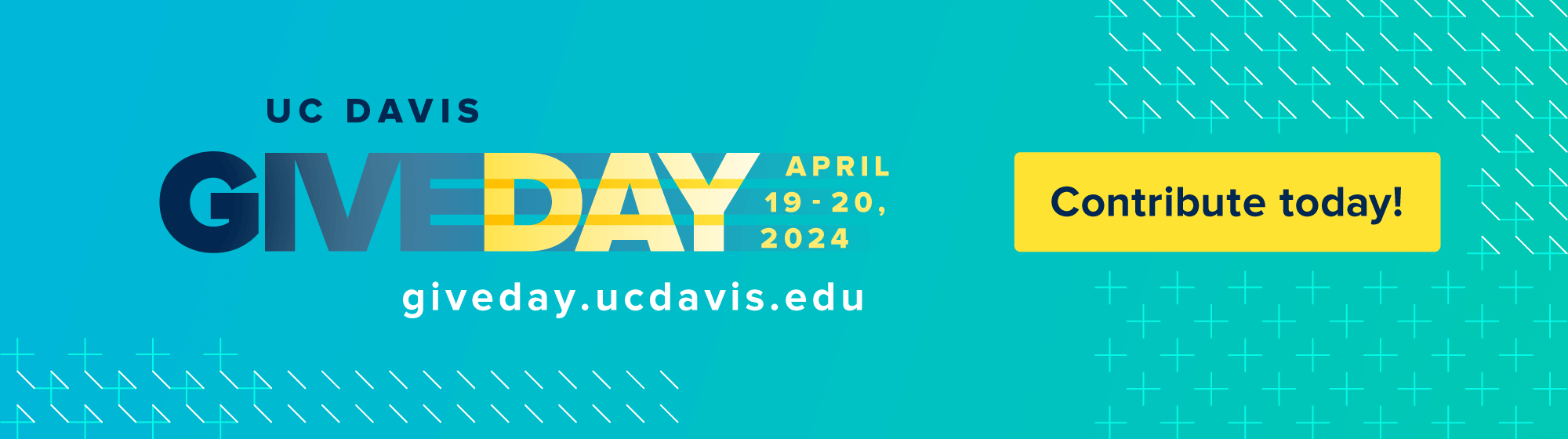 A banner encouraging users to participate in UC Davis Give Day which begins at 9am on 4/19/2024